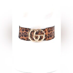 Leopard Animal Print Stretch Waist Statement Belt